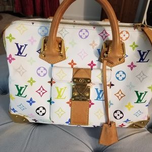 Authentic Louis vuitton white multicolor speedy 30